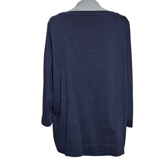 Talbots Navy Embellished Top Size XL - Picture 2 of 4